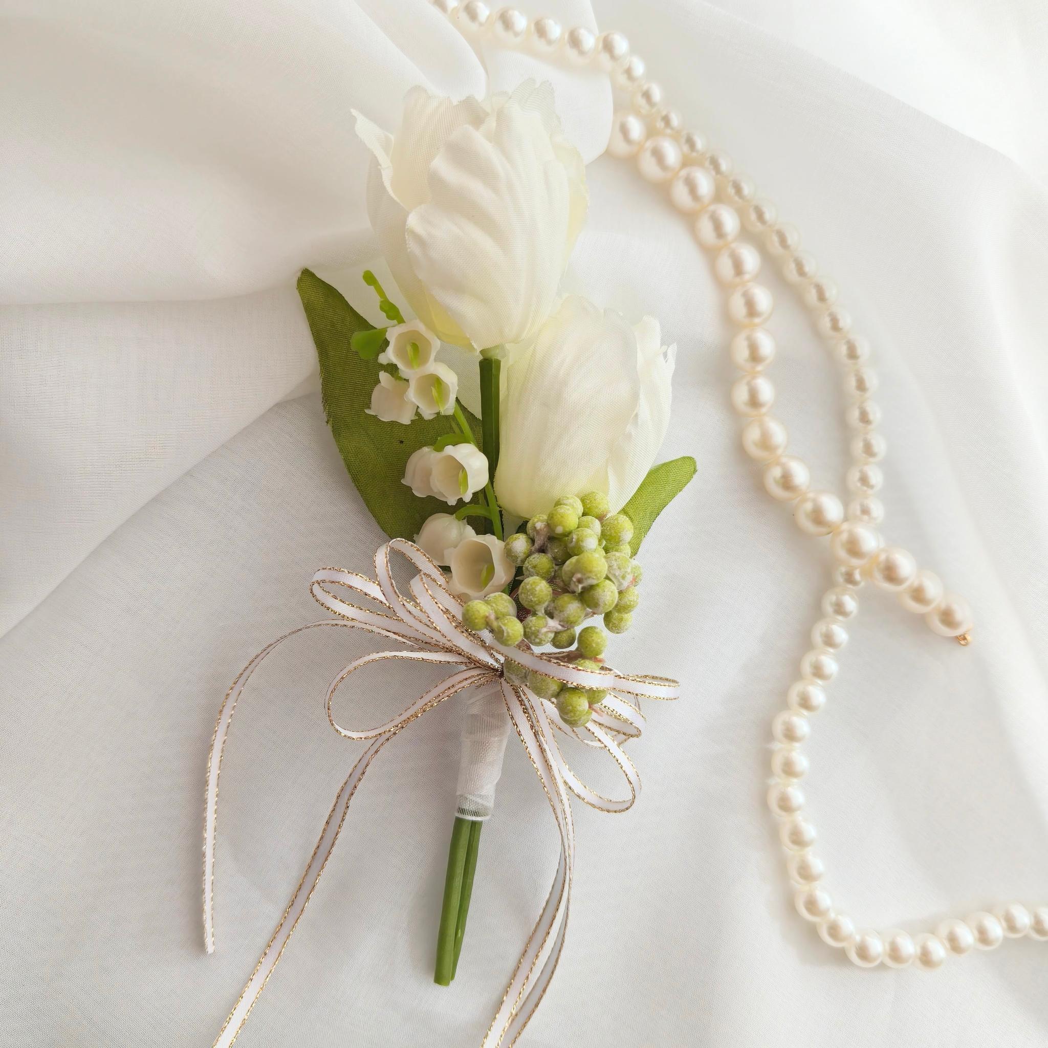 チューリップとすずらんのシンプルコサージュ 親子コサージュ 入学式 入学式 卒業式 大人フォーマル シンプル 春2026 | 3枚目